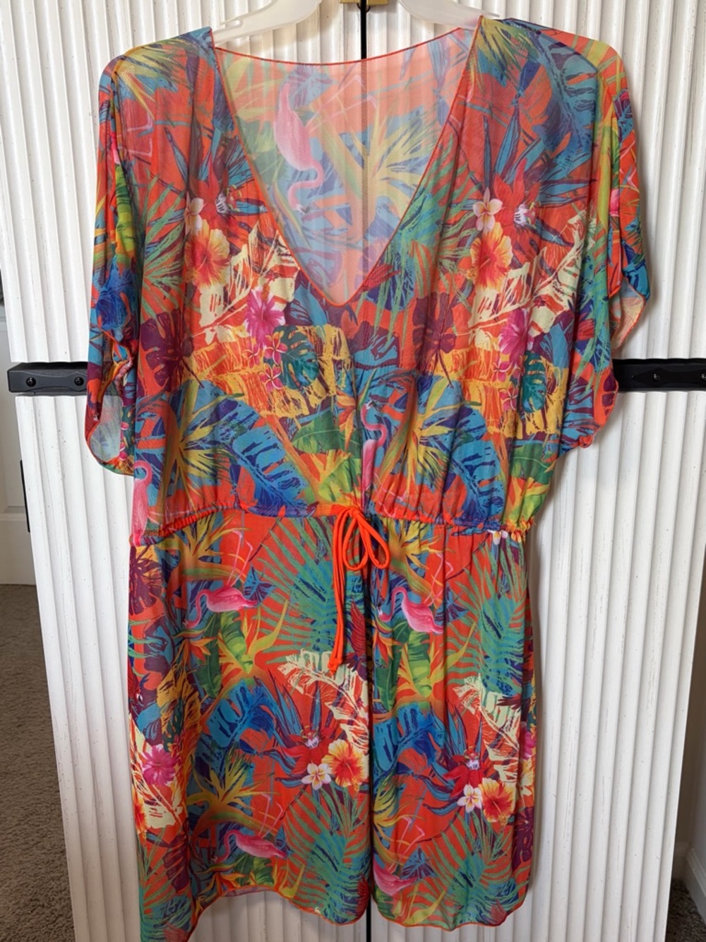 Tropical Floral V-Neck Beach Cover-Up